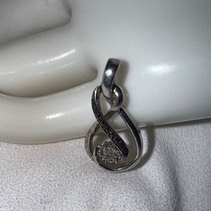 Vintage Black & White Diamond & Sterling Infinity Pendant